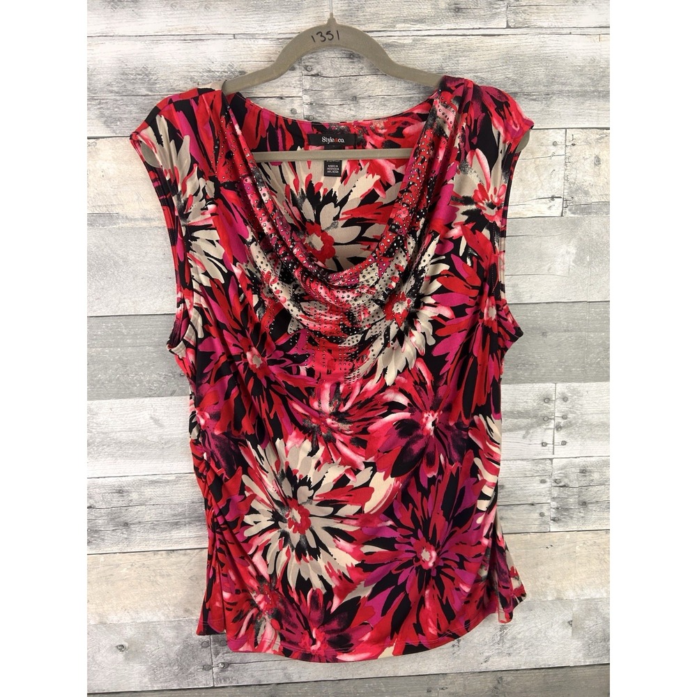 Style & Co XL Sleeveless Cowl Neck Sleeveless Blouse